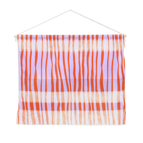 Angela Minca Retro wavy lines orange violet Wall Hanging Landscape