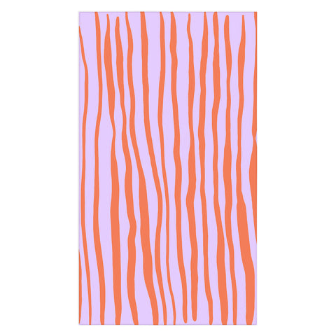 Angela Minca Retro wavy lines orange violet Tablecloth