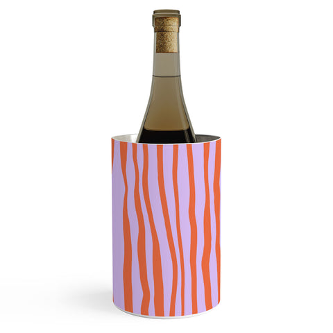Angela Minca Retro wavy lines orange violet Wine Chiller