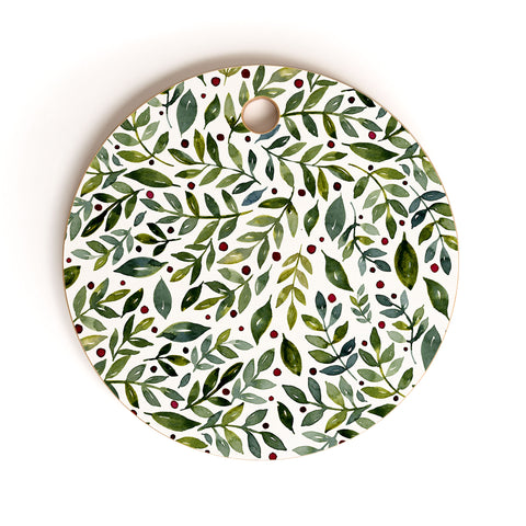 Angela Minca Seasonal branches green Cutting Board Round