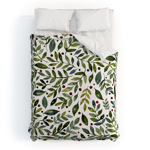 Angela Minca Seasonal branches green Duvet Cover