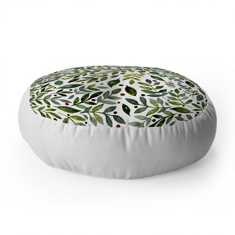 Angela Minca Seasonal branches green Floor Pillow Round