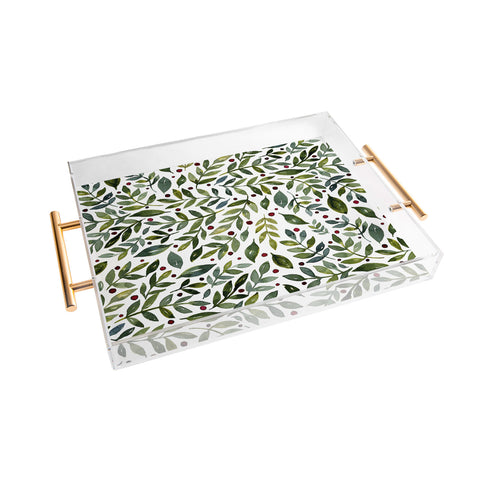 Angela Minca Seasonal branches green Acrylic Tray