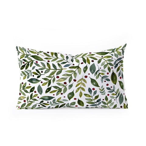 Angela Minca Seasonal branches green Oblong Throw Pillow