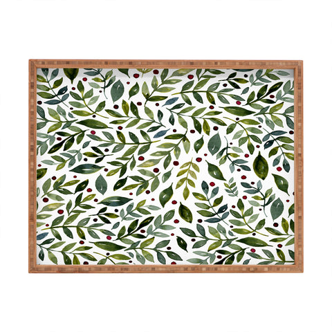 Angela Minca Seasonal branches green Rectangular Tray