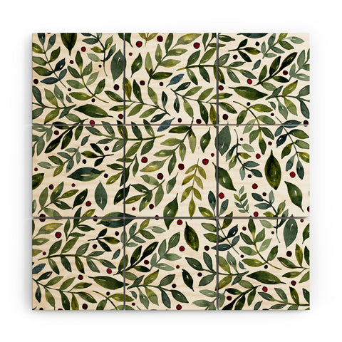Angela Minca Seasonal branches green Wood Wall Mural