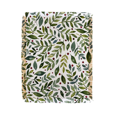 Angela Minca Seasonal branches green Throw Blanket