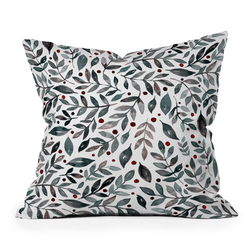 Angela Minca Seasonal branches neutral Outdoor Throw Pillow
