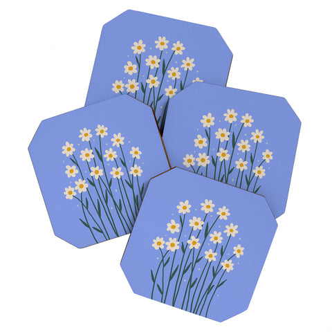 Angela Minca Simple daisies perwinkle Coaster Set