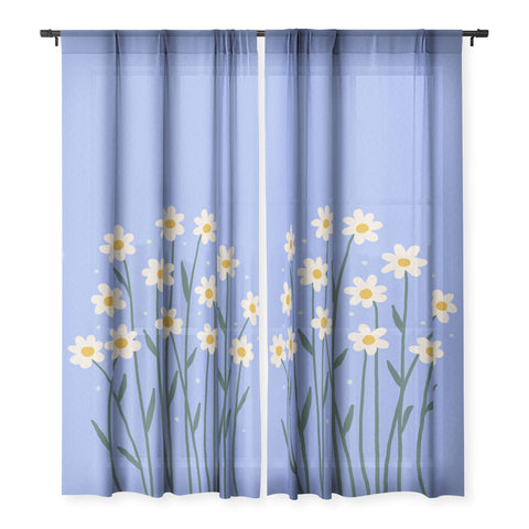 Angela Minca Simple daisies perwinkle Sheer Non Repeat