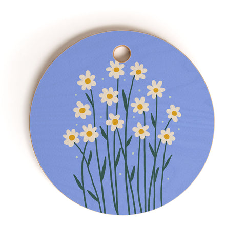 Angela Minca Simple daisies perwinkle Cutting Board Round