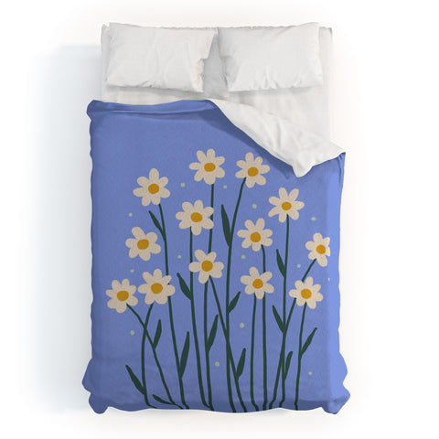Angela Minca Simple daisies perwinkle Duvet Cover