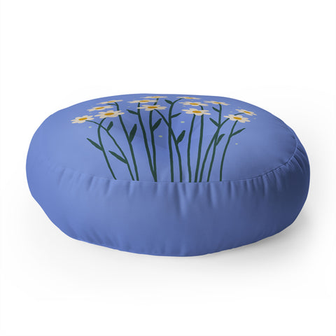 Angela Minca Simple daisies perwinkle Floor Pillow Round