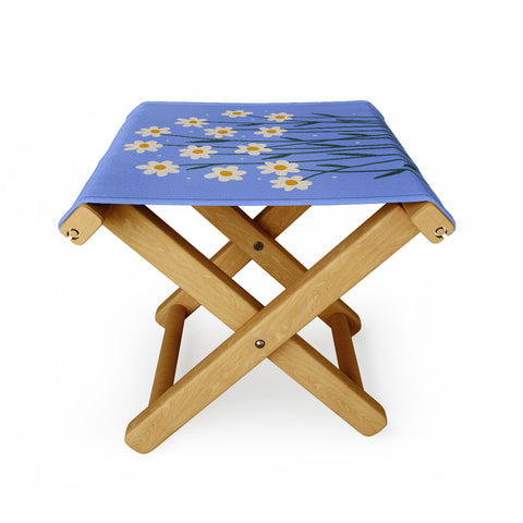 Angela Minca Simple daisies perwinkle Folding Stool