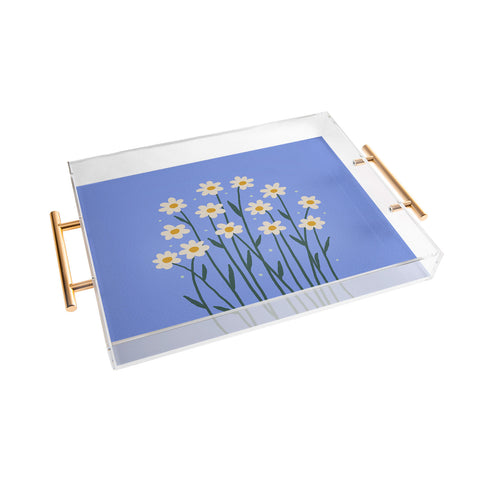 Angela Minca Simple daisies perwinkle Acrylic Tray