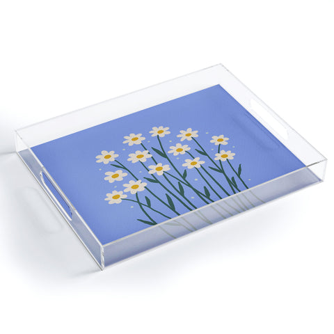 Angela Minca Simple daisies perwinkle Acrylic Tray