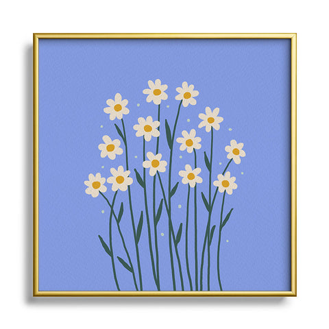 Angela Minca Simple daisies perwinkle Square Metal Framed Art Print