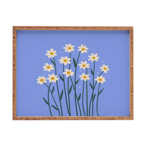 Angela Minca Simple daisies perwinkle Rectangular Tray
