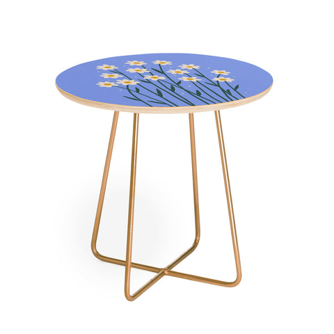Angela Minca Simple daisies perwinkle Round Side Table