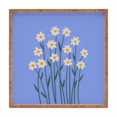 Angela Minca Simple daisies perwinkle Square Tray