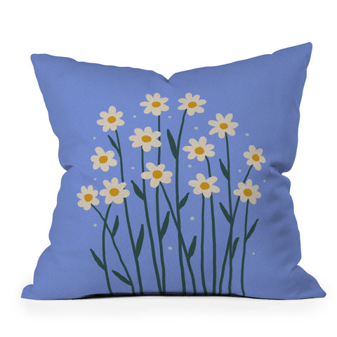 Angela Minca Simple daisies perwinkle Throw Pillow
