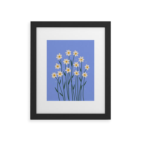 Angela Minca Simple daisies perwinkle Framed Art Print