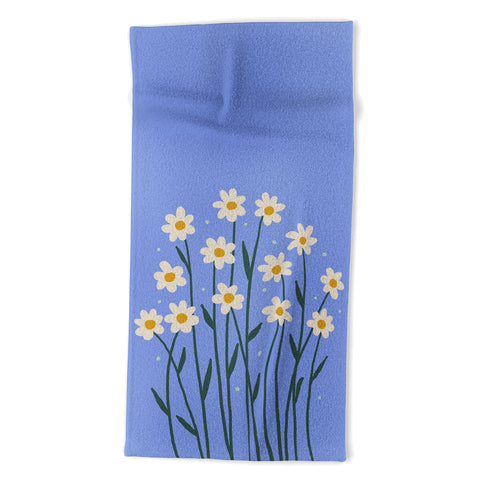 Angela Minca Simple daisies perwinkle Beach Towel