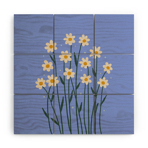 Angela Minca Simple daisies perwinkle Wood Wall Mural