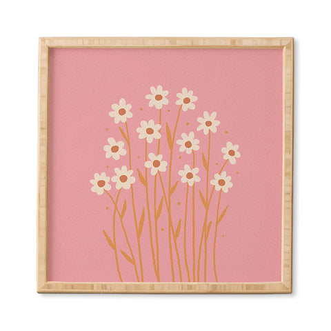 Angela Minca Simple daisies pink and orange Framed Wall Art