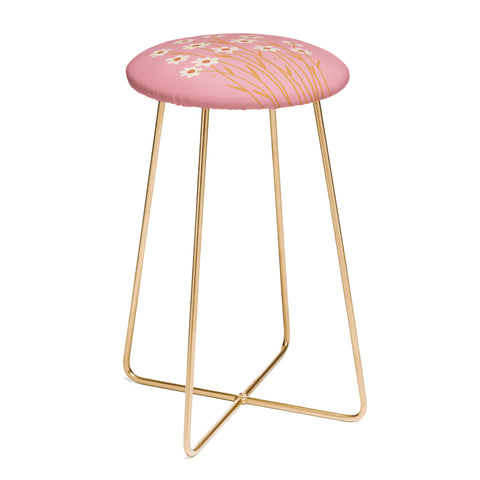 Angela Minca Simple daisies pink and orange Counter Stool
