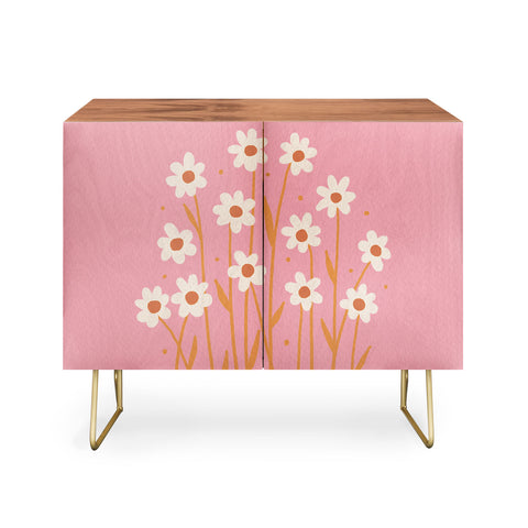 Angela Minca Simple daisies pink and orange Credenza