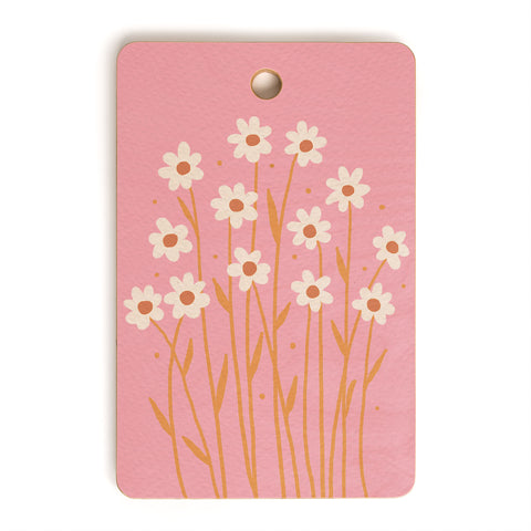 Angela Minca Simple daisies pink and orange Cutting Board Rectangle