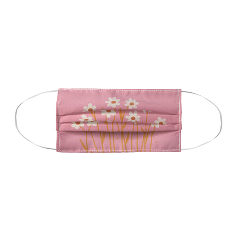 Angela Minca Simple daisies pink and orange Face Mask