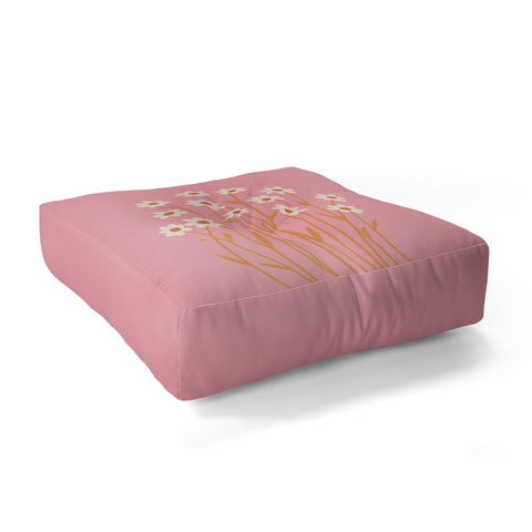 Angela Minca Simple daisies pink and orange Floor Pillow Square