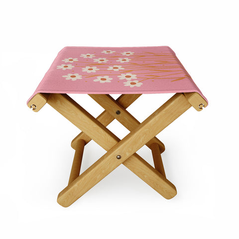 Angela Minca Simple daisies pink and orange Folding Stool