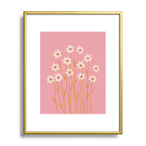Angela Minca Simple daisies pink and orange Metal Framed Art Print