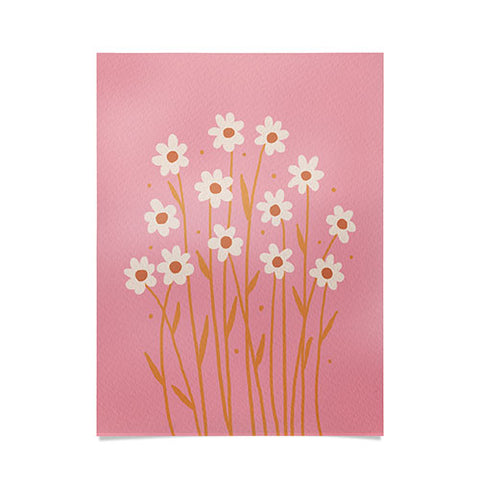Angela Minca Simple daisies pink and orange Poster
