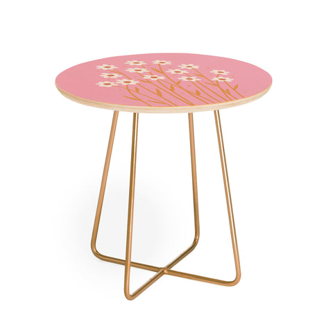 Angela Minca Simple daisies pink and orange Round Side Table