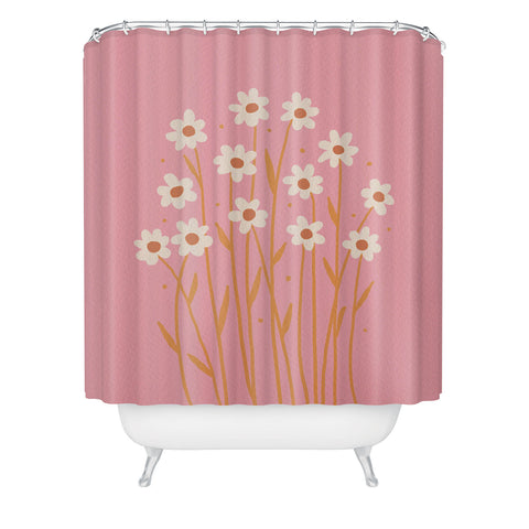 Angela Minca Simple daisies pink and orange Shower Curtain