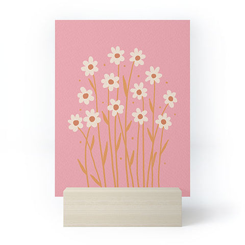 Angela Minca Simple daisies pink and orange Mini Art Print