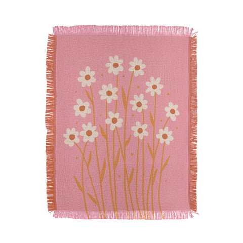Angela Minca Simple daisies pink and orange Throw Blanket