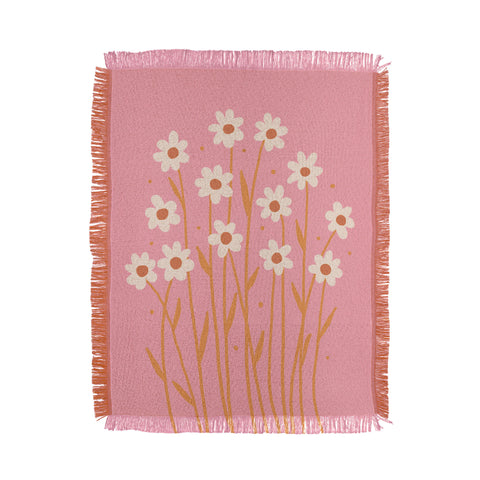 Angela Minca Simple daisies pink and orange Throw Blanket