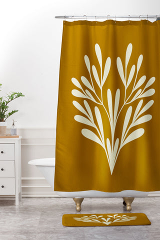 Angela Minca Simple symmetrical branch Shower Curtain And Mat