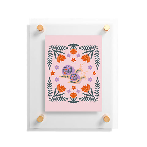 Angela Minca Snails and flowers Floating Acrylic Print