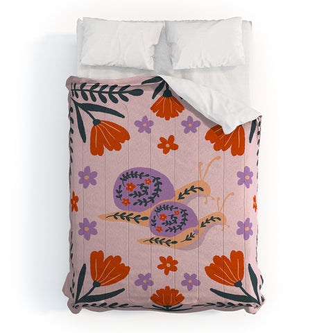 Angela Minca Snails and flowers Comforter