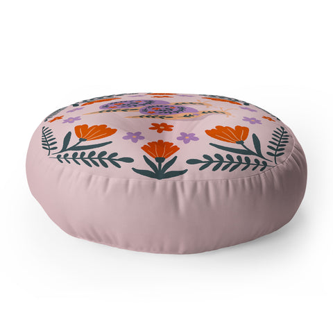 Angela Minca Snails and flowers Floor Pillow Round