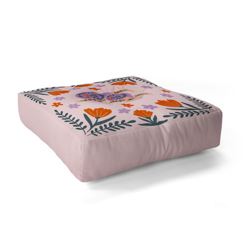 Angela Minca Snails and flowers Floor Pillow Square