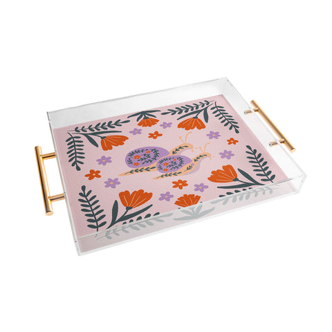 Angela Minca Snails and flowers Acrylic Tray