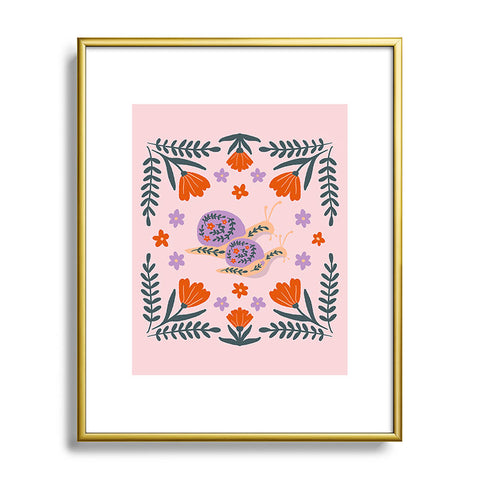 Angela Minca Snails and flowers Metal Framed Art Print