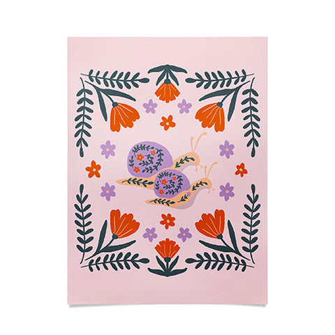 Angela Minca Snails and flowers Poster